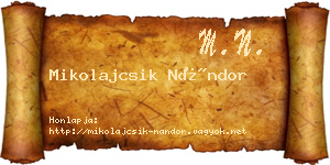 Mikolajcsik Nándor névjegykártya